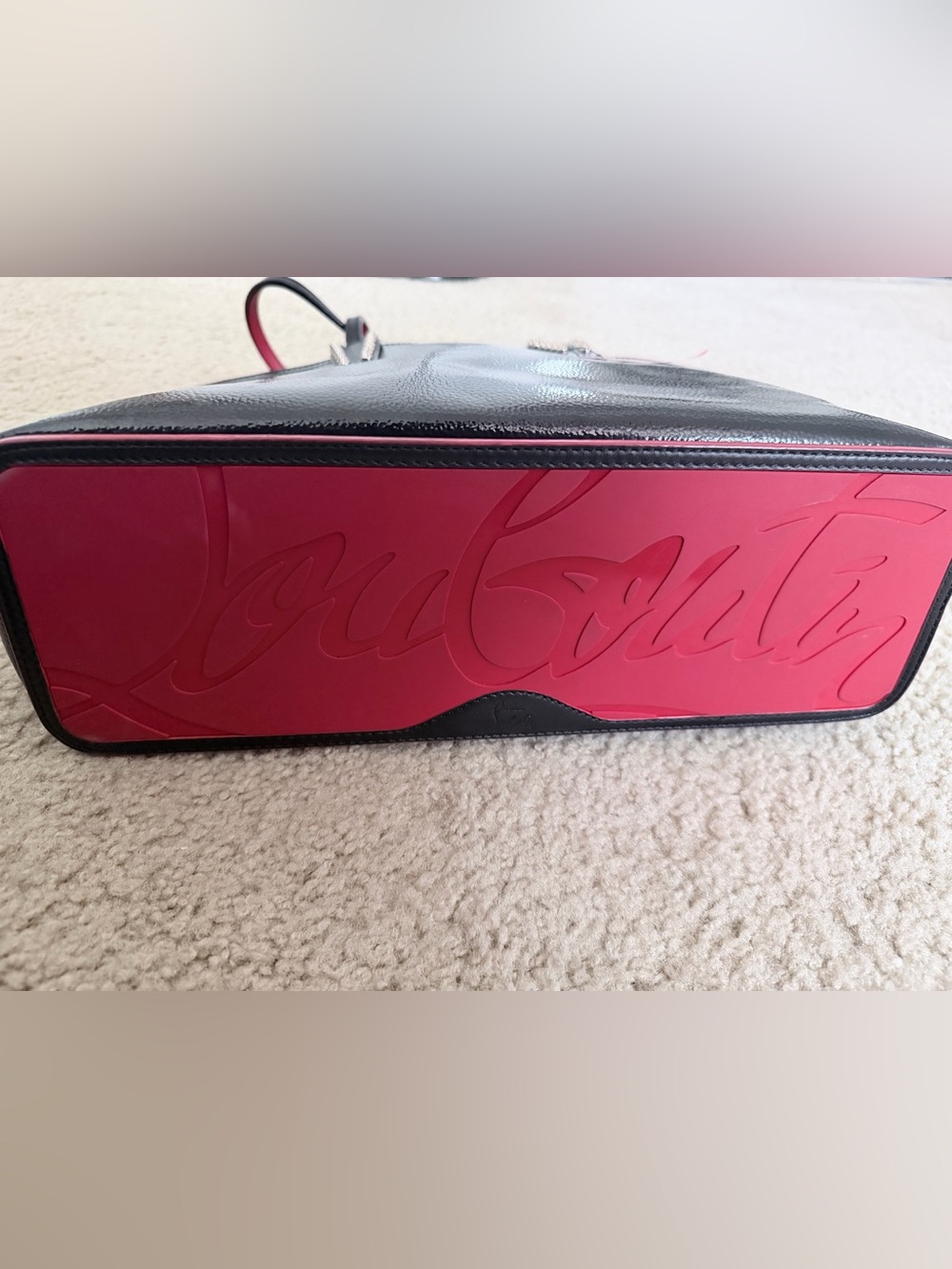 Christian Louboutin Black Patent Tote with Red Interior Trim - Picture 5 of 11